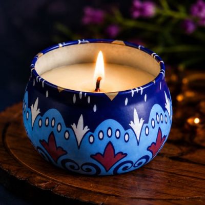 Mandala Tin Set Pack of 2 Scented Decorative Candles | Premium Soy Wax Aromatherapy Candles in Printed Metal Tin Jars | Long Lasting Fragrance for Home Décor, Meditation, Diwali, Festive Gifting & Relaxation