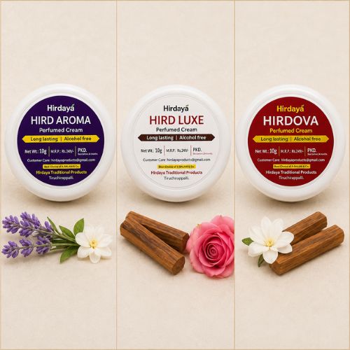 HIRDAYA Hird Aroma, Hird Luxe & Hirdova Perfume Cream Combo Pack | Long Lasting Alcohol Free Fragrance Cream for Men & Women | Traditional Aroma Cream | 3 x 10g -pack of 3