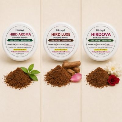 Hird Aroma, Hird Luxe & Hirdova Perfume Powder Combo Pack | Long Lasting Alcohol Free Fragrance Powder for Men & Women | Traditional Daily Use Aroma Powder | 5g Each (Pack of 3)