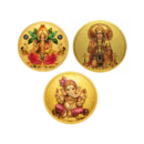 Round Gold Plated Hanuman, Ganesha,  Lakshmi  Ji Self Adhesive Sticker | Spiritual Vastu Sticker for Car, Door, Wall & Home Temple