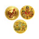 Round Gold Plated Om / Shiva / Ganesha,  Lakshmi, Saraswati Self Adhesive Sticker Combo for Car, Bike, Home, Temple & Pooja Room | Waterproof Devotional God Sticker Set