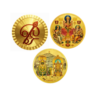 Round Gold Plated Om / Shiva / Ganesha,  Lakshmi, Saraswati Self Adhesive Sticker Combo for Car, Bike, Home, Temple & Pooja Room | Waterproof Devotional God Sticker Set