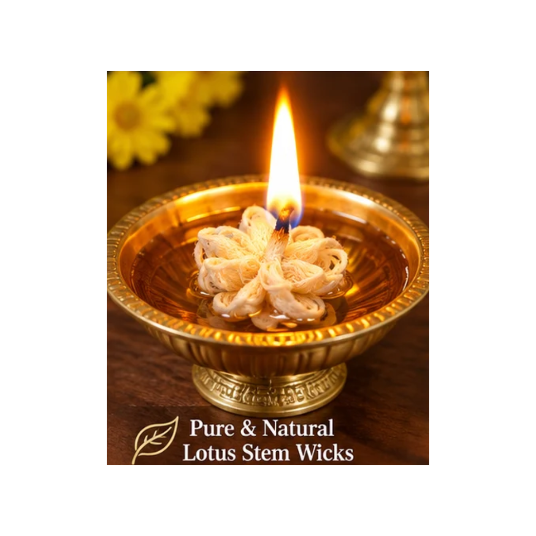Lotus Stem Wicks for Diya – Pack of 10 Natural Lotus Wicks for Pooja, Prayer, Temple and Daily Worship - Image 2