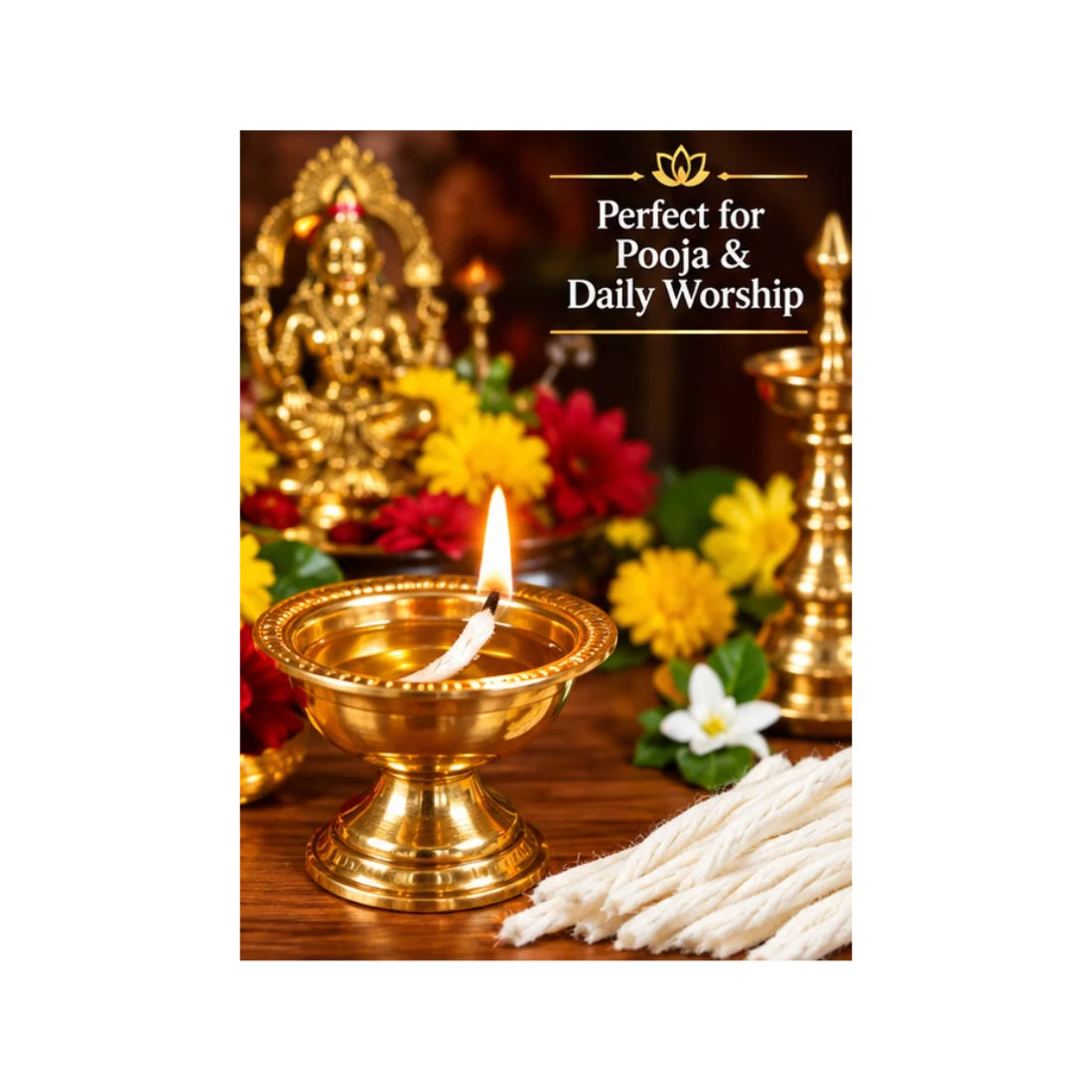 Cotton Diya Wicks for Temple – Pack of 1200 Pcs | Cotton Oil Lamp Wicks for Pooja, Daily Worship, Home Temple and Religious Festivals - Image 2