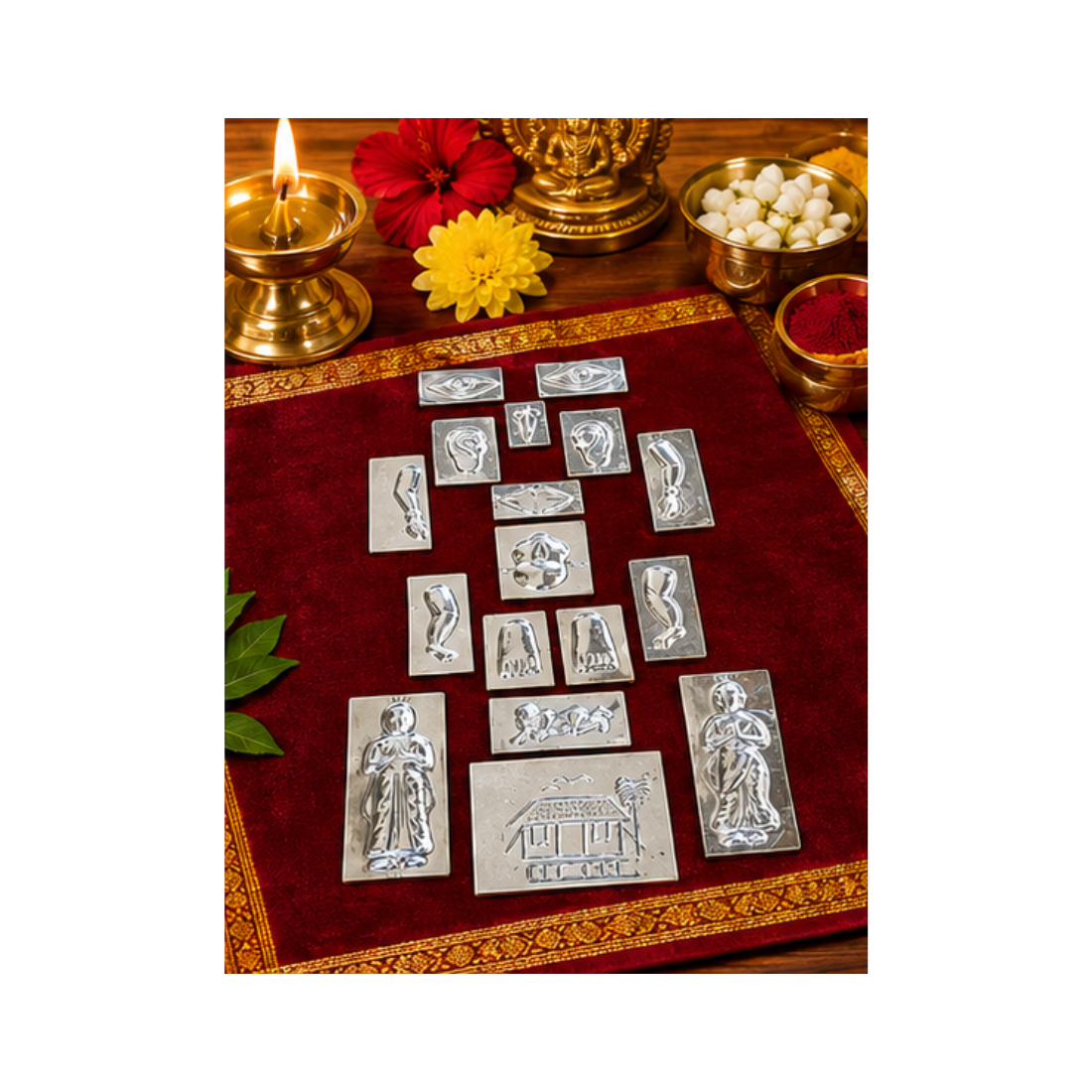Hirdaya Aluminum Prayer Tokens Set – 17-Piece Devotional Metal Offerings for Healing, Blessings & Ritual Use