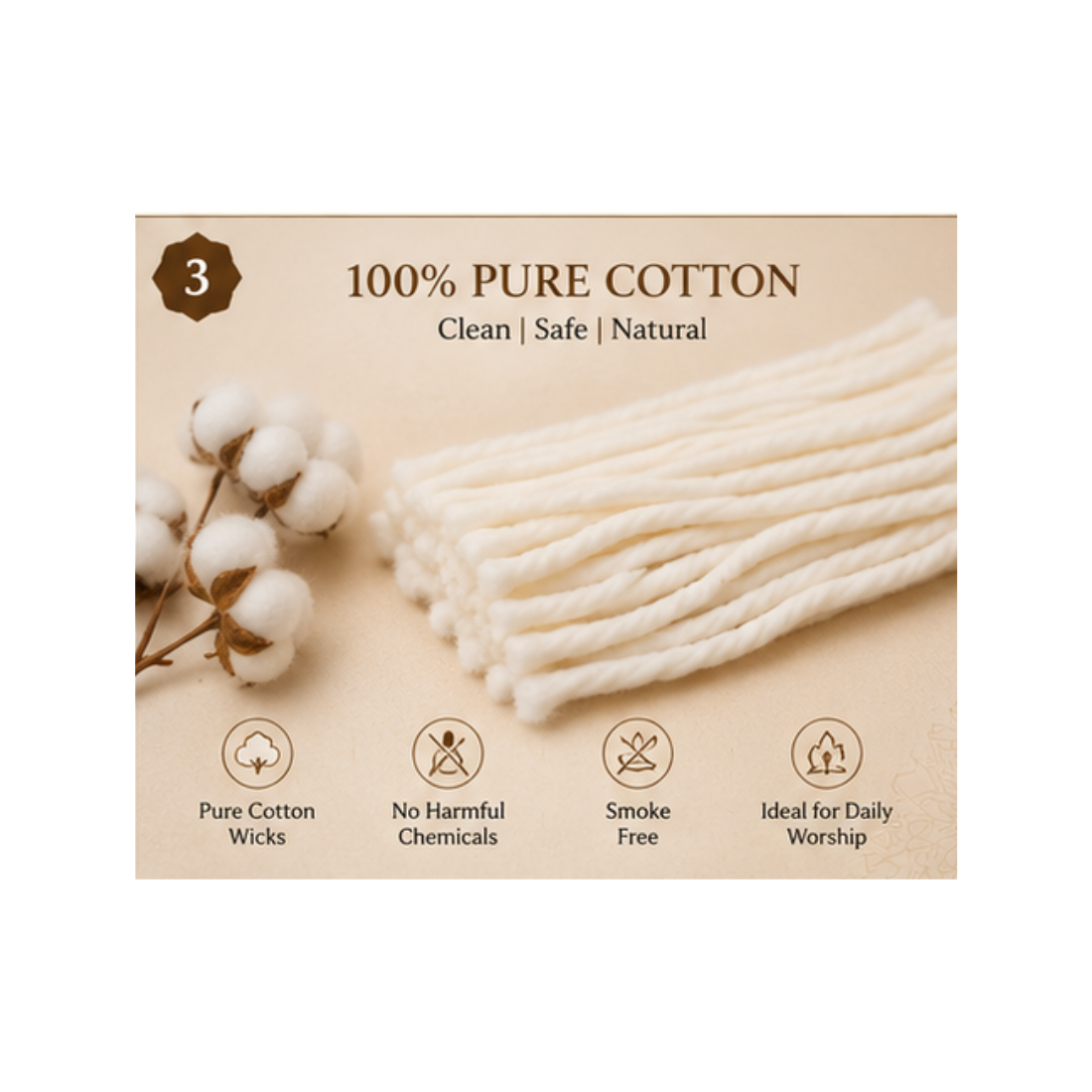 Cotton Diya Wicks for Temple – Pack of 1200 Pcs | Cotton Oil Lamp Wicks for Pooja, Daily Worship, Home Temple and Religious Festivals - Image 3